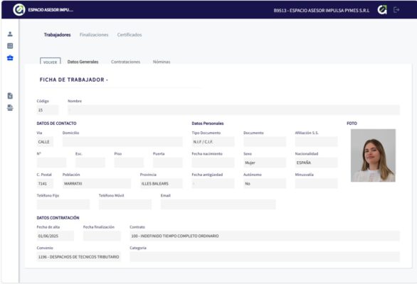 Asesoría online datos trabajadores